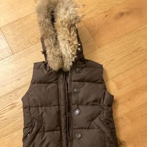 XS JCREW Brown Vest with detachable Hood